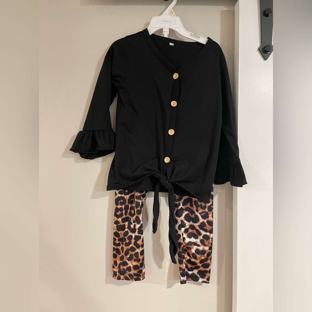 Toddler cheetah outfit with button down shirt